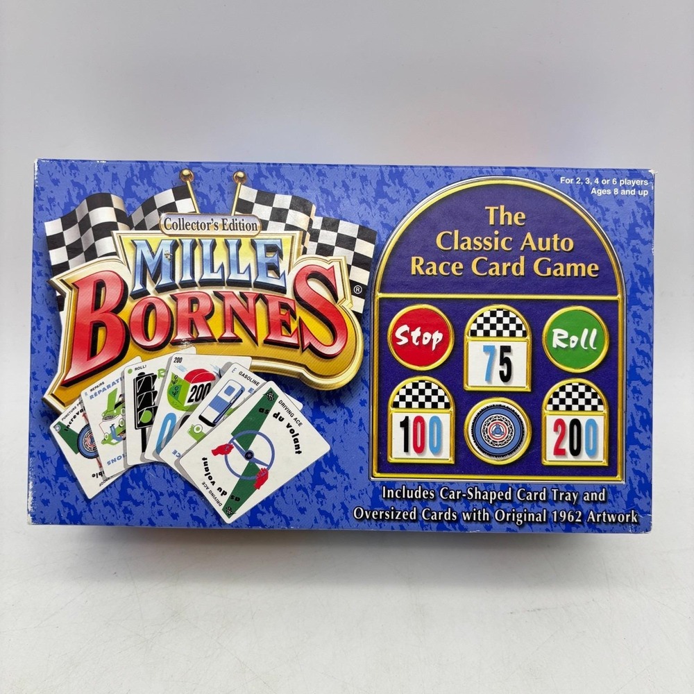 Mille Bornes Card Game with Car-Shaped Tray COMPLETE Winning Moves 2003 French